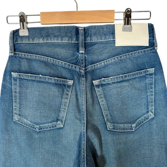 MOUSSY Walmore Wide Straight Leg High Rise Raw Hem Jeans - Picture 10 of 12